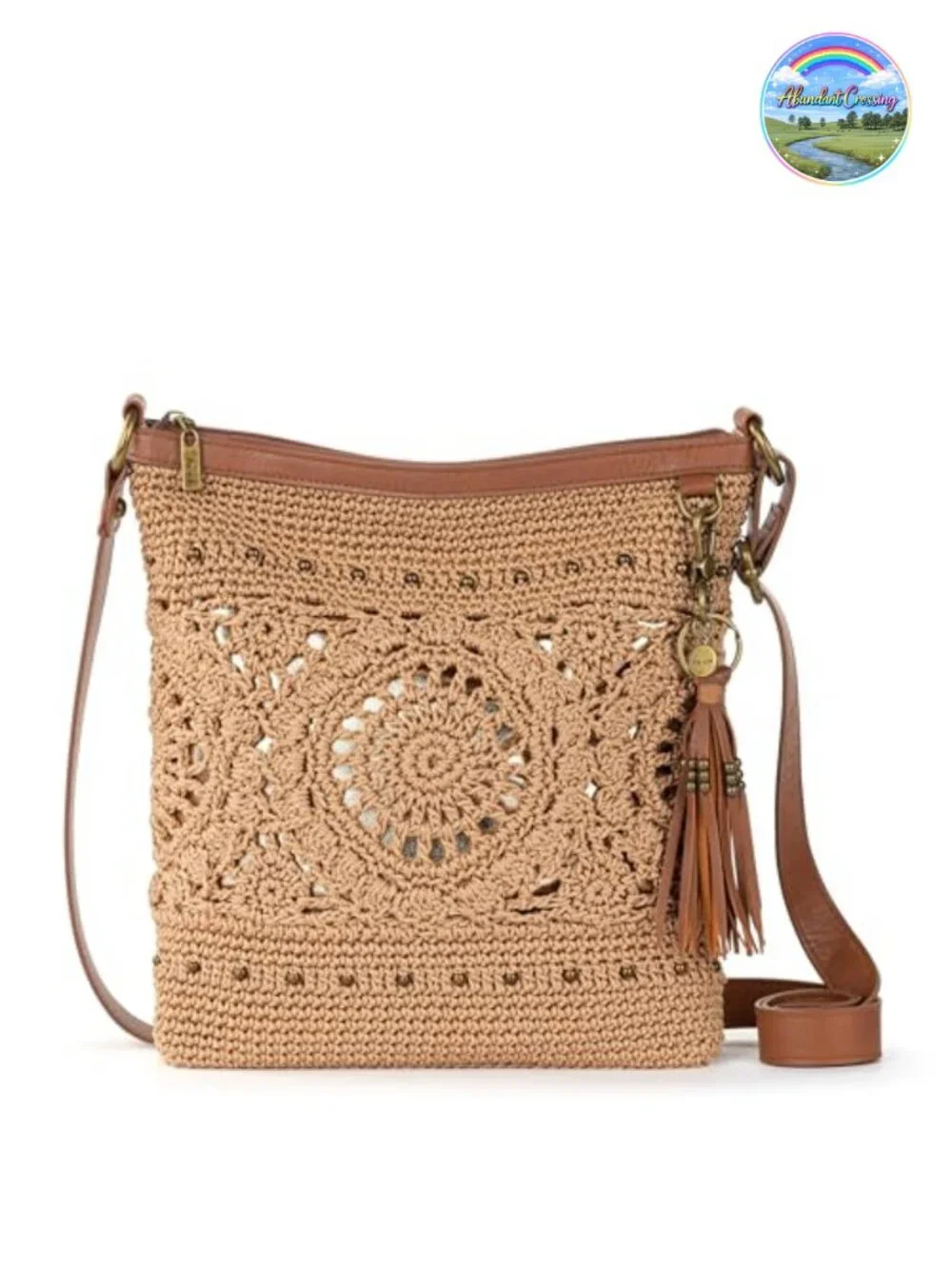Hand Crocheted Crossbody Purse with Zipper Closure and Adjustable Strap